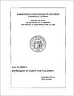 Washington County Board of Education, Sandersville, Georgia, report on audit of the financial statements for the fiscal year ended June 30, 2004