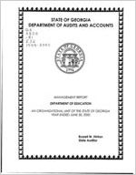 Management report, Department of Education, an organizational unit of the state of Georgia, year ended June 30, 2000