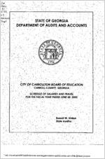 City of Carrollton Board of Education, Carroll County, Georgia, schedule of salaries and travel for the fiscal year ended June 30, 2002