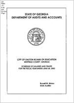 City of Dalton Board of Education, Whitfield County, schedule of salaries and travel for the fiscal year ended June 30, 2002