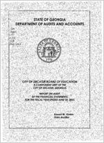 City of Decatur Board of Education, a component unit of the City of Decatur, Georgia, report on audit of the financial statements for the fiscal year ended June 30, 2001