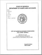 City of Gainesville Board of Education, Hall County, Georgia, report on audit of the financial statements for the fiscal year ended June 30, 2000