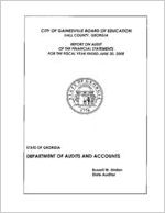 City of Gainesville Board of Education, Hall County, Georgia, report on audit of the financial statements for the fiscal year ended June 30, 2008