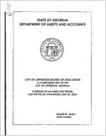 City of Jefferson Board of Education, a component unit of the city of Jefferson, Georgia, schedule of salaries and travel, year ended June 30, 2002