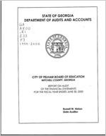 City of Pelham Board of Education, Mitchell County, Georgia, report on audit of the financial statements for the fiscal year ended June 30, 2000