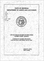 City of Vidalia Board of Education, Toombs County, Georgia, schedule of salaries and travel for the fiscal year ended June 30, 2001