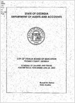 City of Vidalia Board of Education, Toombs County, Georgia, schedule of salaries and travel for the fiscal year ended June 30, 2002