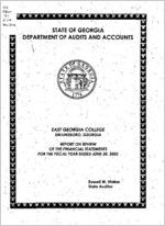 East Georgia College, Swainsboro, Georgia, report on review of the financial statements for the fiscal year ended June 30, 2002