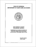 East Georgia College, Swainsboro, Georgia, independent accountant's report on applying agreed-upon procedures for the fiscal year ended June 30, 2007