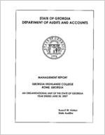 Management report, Georgia Highlands College, Rome, Georgia, an organizational unit of the state of Georgia, year ended June 30, 2007