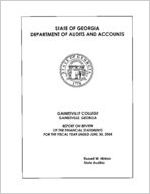 Gainesville College, Gainesville, Georgia, report on review of the financial statements for the fiscal year ended June 30, 2004