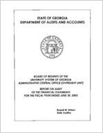 Board of Regents of the University System of Georgia, Administrative Central Office (Oversight Unit), report on audit of the financial statements for the fiscal year ended June 30, 2005