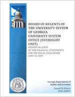 Board of Regents of the University System of Georgia, University System Office (Oversight Unit), report on audit of the financial statements for the fiscal year ended June 30, 2009