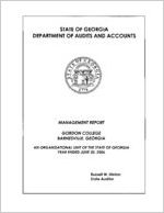 Management report Gordon College, Barnesville, an organizational unit of the state of Georgia year ended June 30, 2006