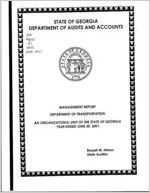 Management report, Department of Transportation, an organizational unit of the state of Georgia, year ended June 30, 2001