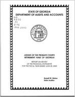 Judges of the Probate Courts Retirement Fund of Georgia, report on review of the financial statements for the fiscal year ended June 30, 2000