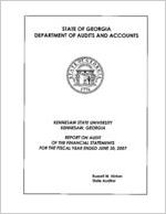 Kennesaw State University, Kennesaw, Georgia, report on review of the financial statements for the fiscal year ended June 30, 2007