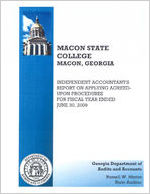 Macon State College, Macon, Georgia, independent accountant's report on applying agreed-upon procedures for fiscal year ended June 30, 2009
