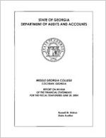 Middle Georgia College, Cochran, Georgia, report on review of the financial statements for the fiscal year ended June 30, 2004