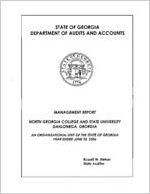 Management report, North Georgia College and State University, Dahlonega, Georgia, an organizational unit of the state of Georgia fiscal year ended June 30, 2006