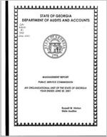 Management report, Public Service Commission, an organizational unit of the state of Georgia, year ended June 30, 2001