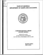 Cherokee Regional Library, Lafayette, Georgia, report on audit of the financial statements for the fiscal year ended June 30, 2000