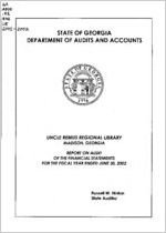 Uncle Remus Regional Library, Madison, Georgia, report on audit of the financial statements for the fiscal year ended June 30, 2002