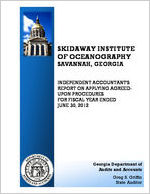 Skidaway Institute of Oceanography, Savannah, Georgia, independent accountant's report on applying agreed-upon procedures for fiscal year ended June 30, 2012