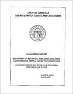 Management report, Department of Technical and Adult Education, Administrative Central Office, (Oversight Unit), an organizational unit of the state of Georgia, year ended June 30, 2008