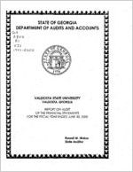 Valdosta State University, Valdosta, Georgia, report on audit of the financial statements for the fiscal year ended June 30, 2000
