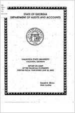 Valdosta State University, Valdosta, Georgia, report on audit of the financial statements for the fiscal year ended June 30, 2002