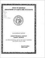 Management report, Albany Technical Institute, Albany, Georgia, an organizational unit of the state of Georgia, year ended June 30, 2000