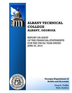 Management report, Albany Technical College, Albany, Georgia, an organizational unit of the state of Georgia, 2014 June 30