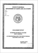 Management report, Altamaha Technical College, Jesup, Georgia, an organizational unit of the state of Georgia, year ended June 30, 2001