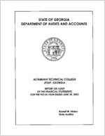 Altamaha Technical College, Jesup, Georgia, report on audit of the financial statements for the fiscal year ended June 30, 2003