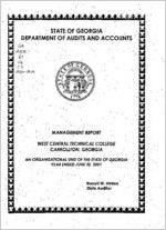 Management report, West Central Technical College, Carrollton, Georgia, an organizational unit of the state of Georgia, year ended June 30, 2001
