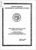 West Central Technical College, Carrollton, Georgia, report on review of the financial statements for the fiscal year ended June 30, 2002