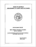 Management report, West Central Technical College, Waco, Georgia, an organizational unit of the state of Georgia, year ended June 30, 2003