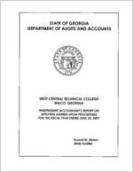 West Central Technical College, Waco, Georgia, independent accountant's report on applying agreed-upon procedures for the fiscal year ended June 30, 2007