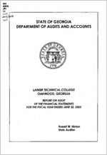 Lanier Technical College, Oakwood, Georgia, report on audit of the financial statements for the fiscal year ended June 30, 2005