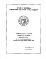 Lanier Technical College, Oakwood, Georgia, report on audit of the financial statements for the fiscal year ended June 30, 2008