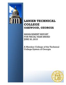 Lanier Technical College, Oakwood, Georgia, management report for fiscal year ended 2015 June 30