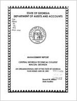 Management report, Central Georgia Technical College, Macon, Georgia, an organizational unit of the state of Georgia, year ended June 30, 2001