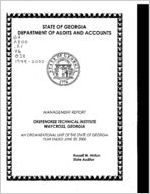 Management report, Okefenokee Technical Institute, Waycross, Georgia, an organizational unit of the state of Georgia, year ended June 30, 2000
