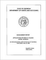 Management report, Appalachian Technical College, Jasper, Georgia, an organizational unit of the state of Georgia, year ended June 30, 2004