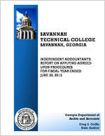 Savannah Technical College, Savannah, Georgia, independent accountant's report on applying agreed-upon procedures for the fiscal year ended June 30, 2013