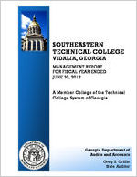 Southeastern Technical College, Vidalia, Georgia, management report for fiscal year ended June 30, 2012