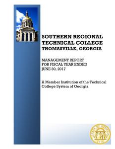 Southern Regional Technical College, Thomasville, Georgia, management report for fiscal year ended June 30, 2017