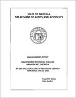 Management report, Swainsboro Technical College, Swainsboro, Georgia, an organizational unit of the state of Georgia, year ended June 30, 2003