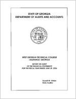 West Georgia Technical College, Lagrange, Georgia, report on audit of the financial statements for the fiscal year ended June 30, 2006